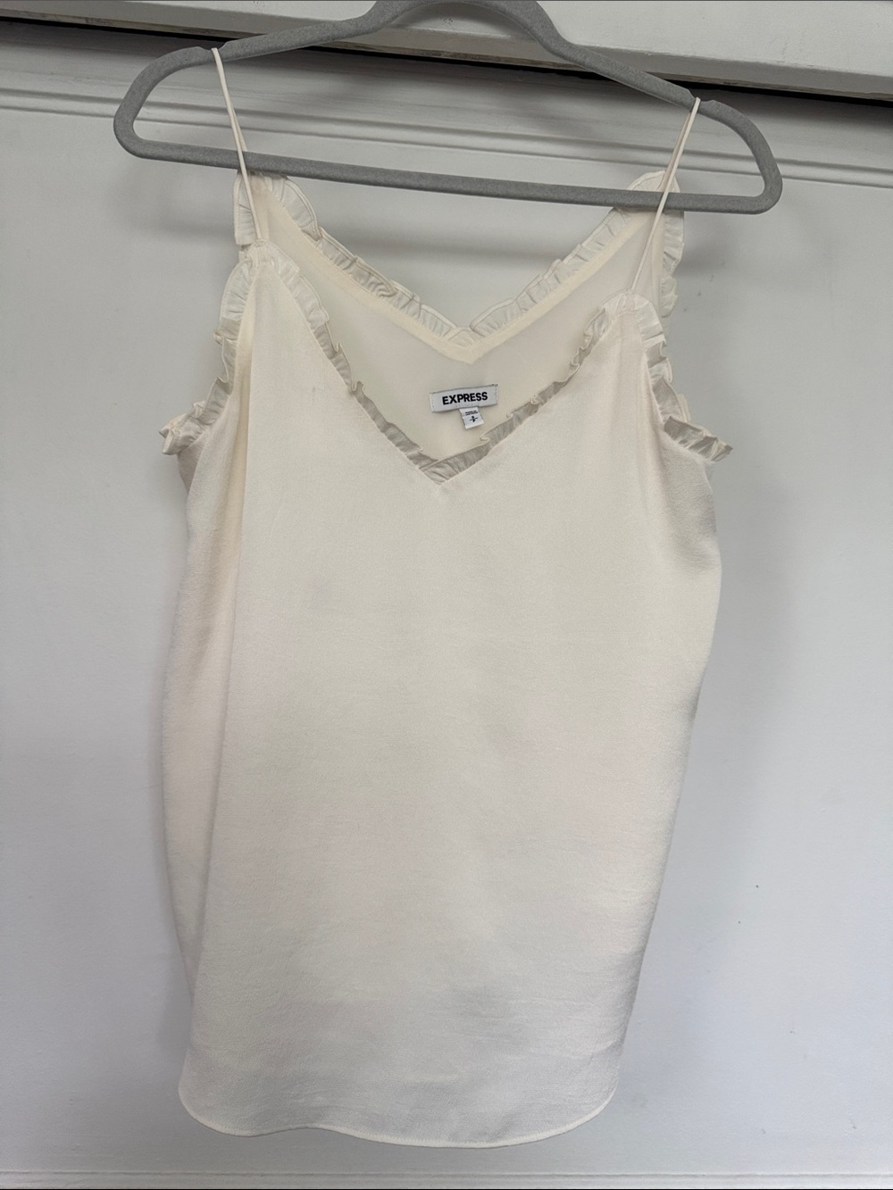 Express Cream V-Neck Ruffle-Trim Camisole